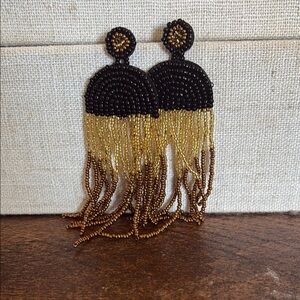 Elegant Black and Gold Beaded Earrings